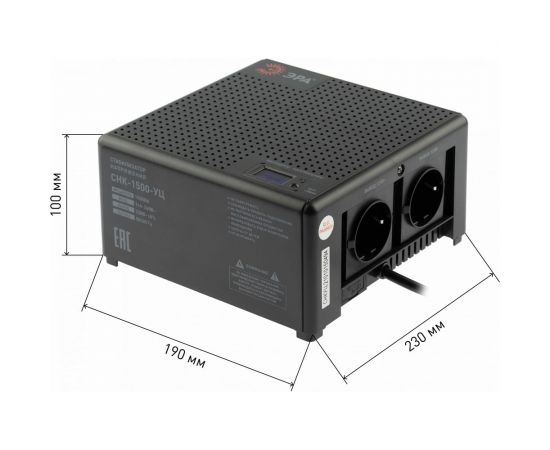 Компактный универсальный стабилизатор напряжения ЭРА CНК-1500-УЦ 140-260В/220В, 1500ВА Б0051111 – изображение 8