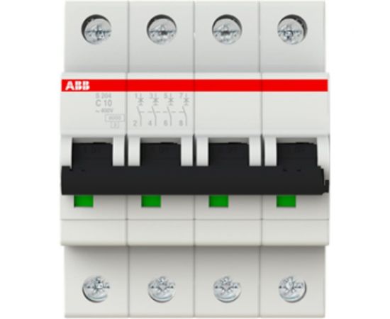 Автоматический выключатель ABB S204, C10, 4-полюсной 22CDS254001R0104 