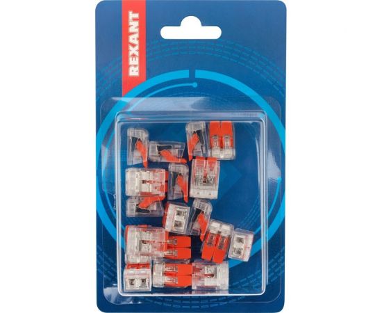 Соединительная 2-проводная клемма REXANT с рычажком 0.14-4 мм2 прозрачная 20 шт 07-5202-20 