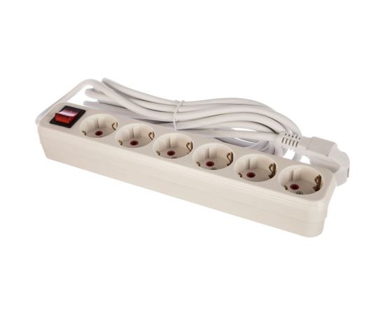 Удлинитель Lezard LILA, с заземлением, 6 входов, 5 метров, с выключателем 720-0605-602 