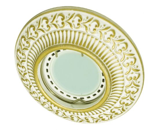 Точечный встраиваемый светильник VILART из гипса, белый-золото, 1хGU5.3, 35Вт, 100x20мм V40-156 