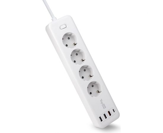 Сетевой фильтр TopOn TOP-PWS4 4 розетки, 3 USB, Type-C, PD 20W QC3.0, 4000W, 3м Белый TOP-PWS4-3 