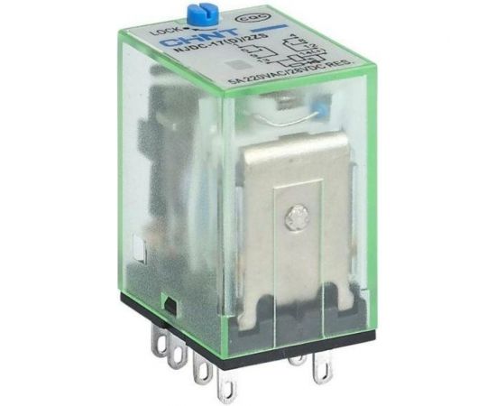 Промежуточное реле с кнопкой тестирования CHINT NJDC-17(D)/2Z 2 конт. с инд. LED 10А AC 220В 651044 