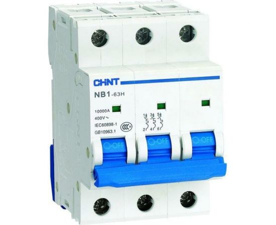 Автоматический модульный выключатель CHINT 3п C 6А 10кА NB1-63H (R) 179877 