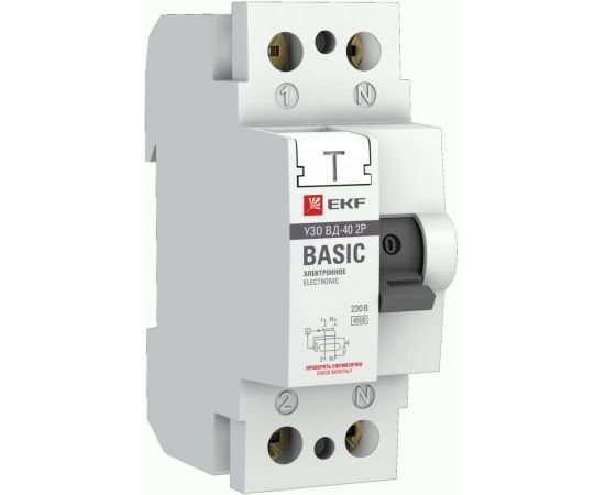 Электронное устройство защитного отключения EKF ВДТ-40 2P 16А/30мА Basic SQelcb-2-16-30e-sim 