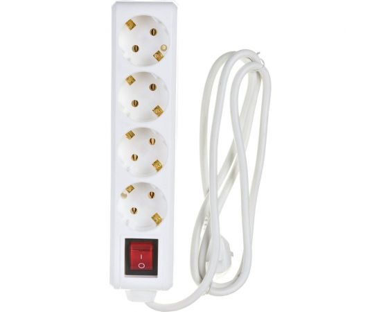 Удлинитель IEK У04К-выключатель, 4 места, 2Р+PЕ, 1.5 метра, 3х1мм2, 16А/250 WYP10-16-04-01-ZK-17 