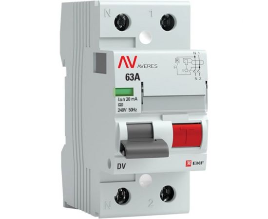 Устройство защитного отключения EKF DV 2P 63А/30мА A AVERES SQrccb-2-63-30-a-av 