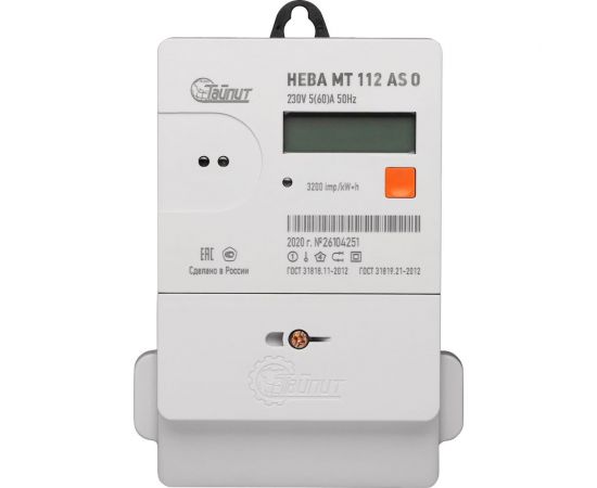 Счетчик электроэнергии ТАЙПИТ НЕВА МТ 112 AS O 5(60)A 78 регион 1-фазный 6127634 