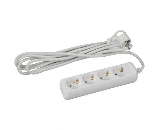 Удлинитель ЭРА U-4e-5m Россия c заземлением, 3х1мм2, 16А, ПВС, 4гн, 5м Б0028375 