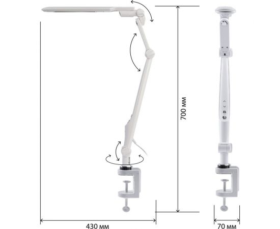 Настольный светодиодный светильник ЭРА NLED-496-12W-W на струбцине, белый Б0052766 – изображение 12