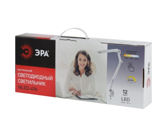 Настольный светодиодный светильник ЭРА NLED-496-12W-W на струбцине, белый Б0052766 – изображение 19