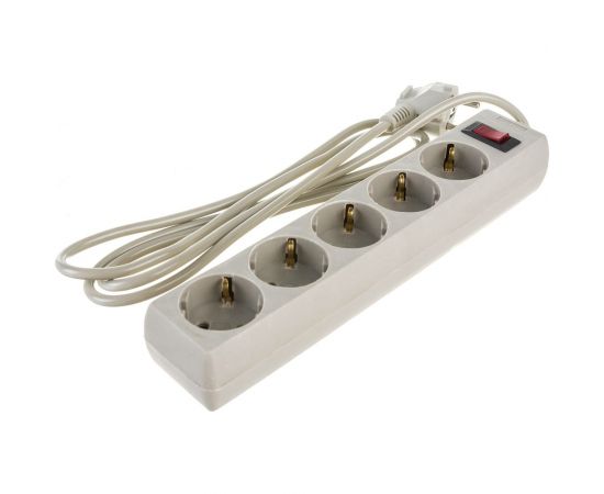 Удлинитель ExeGate EC-5-1 8G 5 евро с заземлением 1.8м защита от перегрузки выключатель с подсветкой серый 285798 – изображение 2