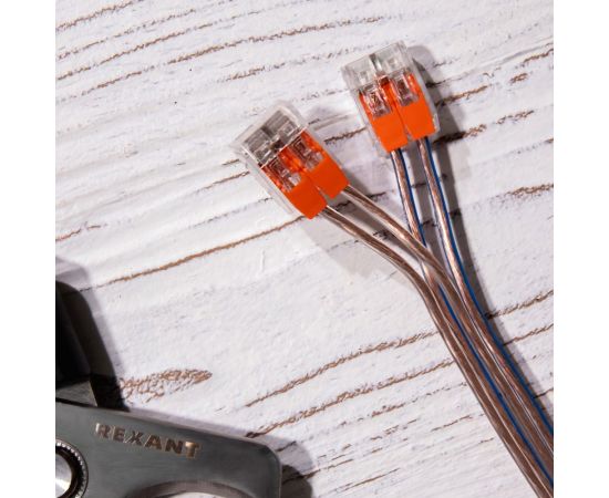 Соединительная 2-проводная клемма REXANT с рычажком 0.14-4 мм2 прозрачная 20 шт 07-5202-20 – изображение 2