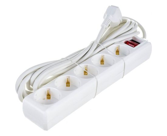 Удлинитель IEK У05К-выключатель, 5 мест, 2Р+PЕ, 5 метров, 3х1мм2, 16А/250 WYP10-16-05-05-ZK-N – изображение 2