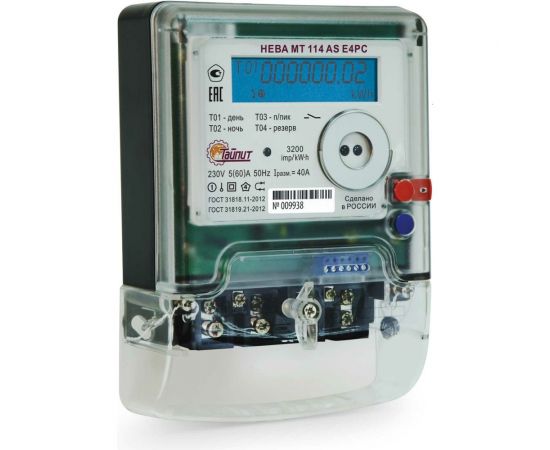Счетчик электроэнергии ТАЙПИТ НЕВА МТ 114 E4PC 5(60) 6082705 – изображение 2