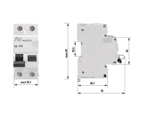 Устройство защитного отключения EKF DV 2P 63А/30мА A AVERES SQrccb-2-63-30-a-av – изображение 5