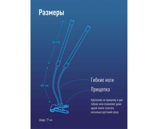 Настольная лампа для растений КОСМОС 2 светильника, 3 спектра излучения, 5В, 2А, KOC_DESKGX2105 – изображение 6