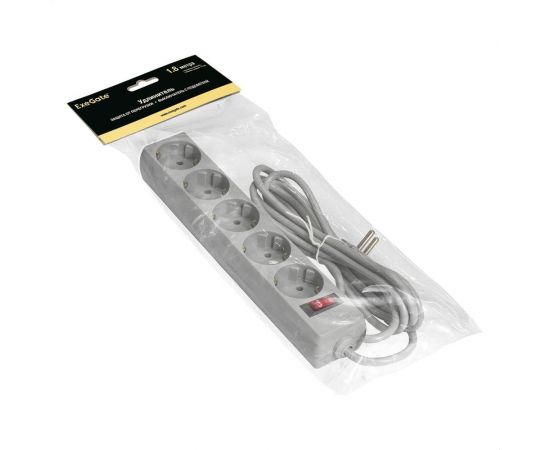 Удлинитель ExeGate EC-5-1 8G 5 евро с заземлением 1.8м защита от перегрузки выключатель с подсветкой серый 285798 – изображение 8