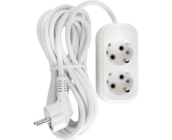 Бытовой удлинитель АБК-СИЛА 2 гнезда без заземления 5м ПВС 2х1мм кв. 10А/220В/2200Вт 1шт 2200403 