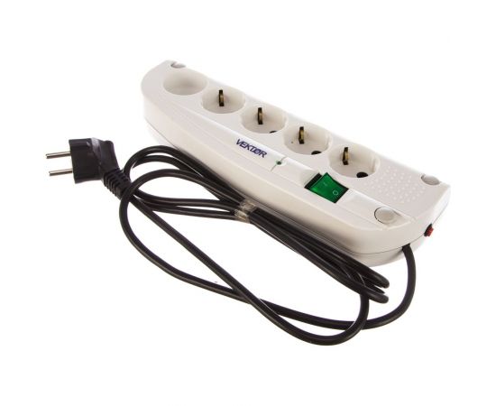 Сетевой фильтр Vektor COM светло-серый 1. 8-2м 7748 