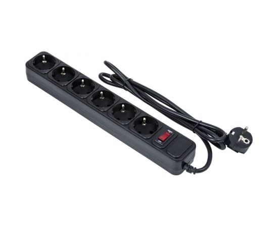 Сетевой фильтр ExeGate SP-6-1.5B 6 евро с заземлением, 1.5м, з/п, выключатель с подсветкой, черный 266864 