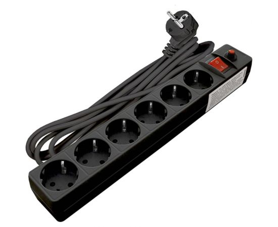 Сетевой фильтр UNIVersal ПВС 3х0,75 6гнезд, выключатель с индикацией, с заземлением, защитные шторки, черный 7м 967U-4007 