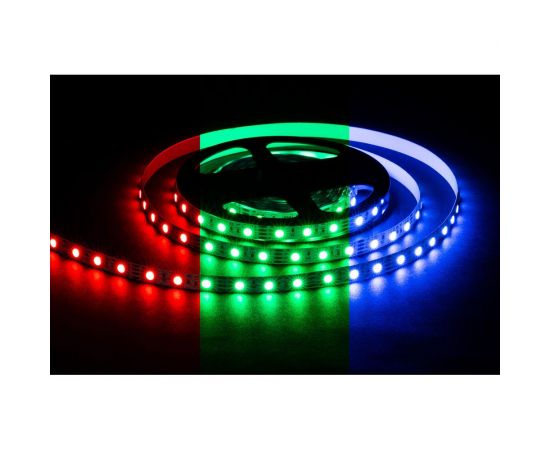 Светодиодная лента OGM 12В, 14,4Вт/м, smd5050, 60д/м, ip20, подложка 10мм, 5м, rgb. / LSE-271 