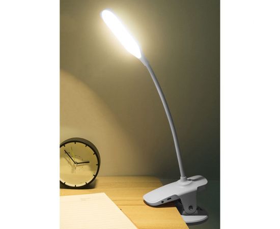 Настольная LED-лампа URM на прищепке с 3 режимами яркости, USB-зарядка, белый D01283 – изображение 2