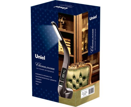 Настольный светильник с часами Uniel TLD-566 Brown/LED/300Lm/4500K/Dimmer UL-00006769 – изображение 2