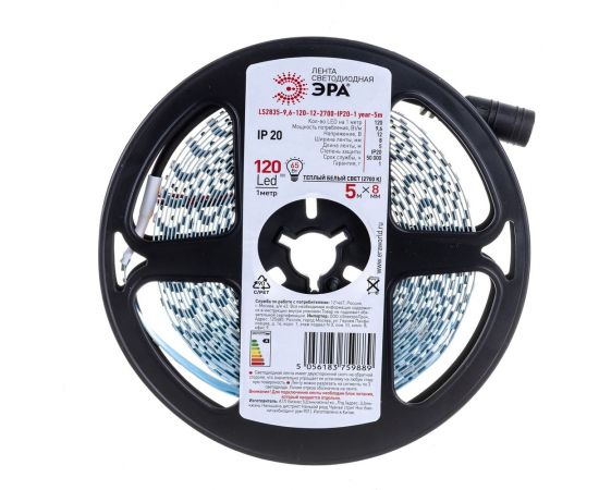 Светодиодная лента ЭРА LS2835-120LED-IP20-WW-eco-5m Б0035596 – изображение 2