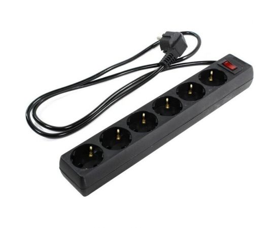 Сетевой фильтр ExeGate SP-6-1.5B 6 евро с заземлением, 1.5м, з/п, выключатель с подсветкой, черный 266864 – изображение 2