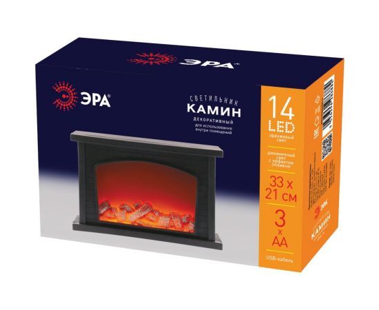 Светильник Декоративный камин ЭРА ЕGNIK 06 33х21 см, 3AA , USB, IP20 Б0051947 – изображение 2