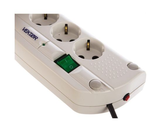 Сетевой фильтр Vektor COM светло-серый 1. 8-2м 7748 – изображение 3