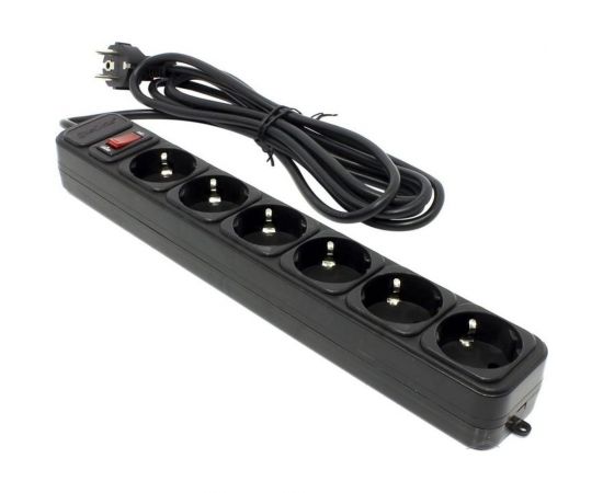 Сетевой фильтр ExeGate SP-6-1.5B 6 евро с заземлением, 1.5м, з/п, выключатель с подсветкой, черный 266864 – изображение 3