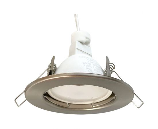 Встраиваемый светильник truEnergy с цоколем gu5.3 d80xh30мм ip20 сатин никель/сталь 21202 – изображение 4