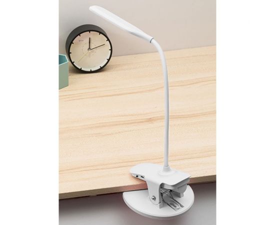 Настольная LED-лампа URM на прищепке с 3 режимами яркости, USB-зарядка, белый D01283 – изображение 4