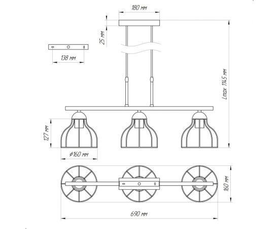 Подвесной светильник ЭЛЕТЕХ Энди 231 белый муар НСБ 01-3x60-159 Е27 ИУ 1005404673 – изображение 4