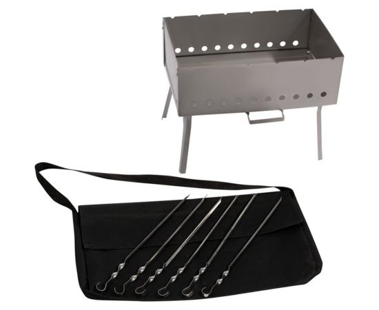Складной мангал СОКОЛ 40х25х14.5 см, 1.5 мм, с 6 шампурами, в чехле 62-0063 