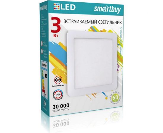 Встраиваемый светильник Smartbuy LED DL Square-3w/4000K/IP20 SBL-DLSq-3-4K 