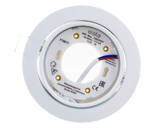 Встраиваемый светильник Ecola поворотный GX53 FT9073 белый 40x120 FW5390ECB 