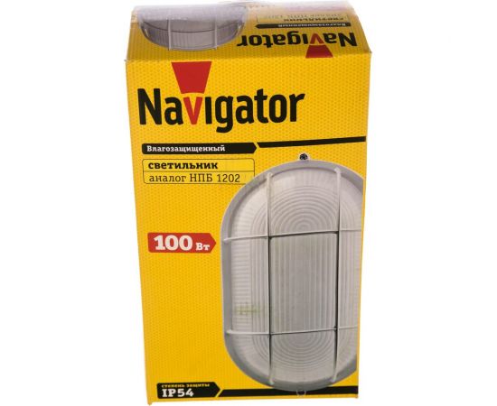 Влагозащищенный светильник Navigator 94 805 NBL-O2-100-E27/WH НПБ 1202 белый овал решетка 100Вт IP54 94805 – изображение 2