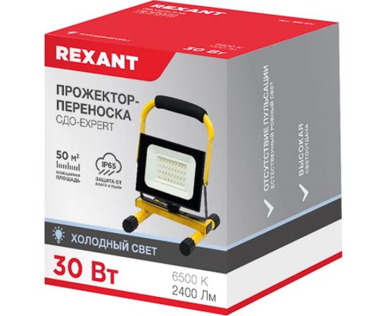 Прожектор с переноской REXANT EXPERT 30 Вт 2400 Лм 6500 K шнур с вилкой 0,5 м 605-021 – изображение 2