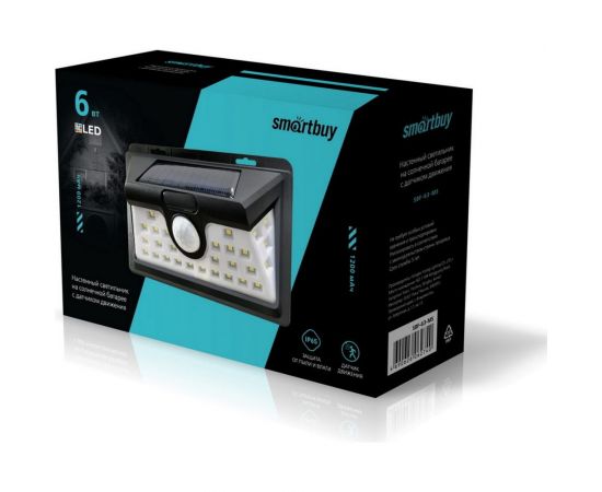 Настенный светильник Smartbuy на солнечных батареях, с датчиком движения, 24 LED, черный SBF-63-MS – изображение 2
