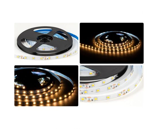 Светодиодная лента OGM 12В, 4,8Вт/м, smd2835, 60д/м, ip20, 7лм/чип, подложка 8мм, 5м, 3000к. / LSE-246 – изображение 7