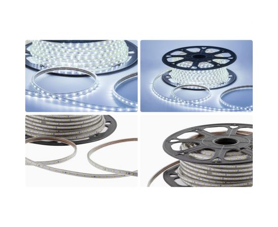 Светодиодная лента OGM 220В, 5Вт/м, smd2835, 60д/м, ip65, 300Лм/м, 10x7мм, 50м, 6500к / O17-03 – изображение 8