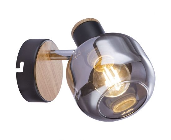 Спот Rivoli Dorkas W1 черный/светлое дерево, 1хE14, 40W, 8/320 Б0047096 