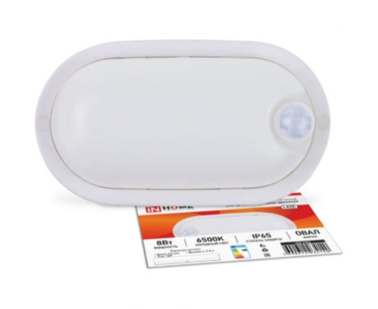 Светодиодный герметичный светильник IN HOME СПП-Д-ОВАЛ 8Вт, 230В, 6500К, 640Лм, с датчиком движения, IP65 4690612034140 