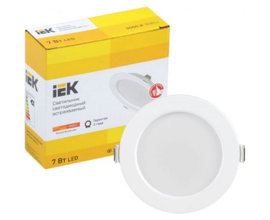 Светильник IEK ДВО 1611, LED белый, круг, 7Вт, 3000К, IP20 LDVO0-1611-07-3000-K01 