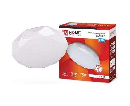 Светодиодный светильник IN HOME серии DECO, 18Вт, 230В, 4000К, 1170лм, 230мм, ДАЙМОНД 4690612033631 