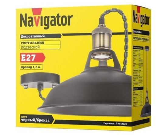 Светильник Navigator NIL-WF01-008-E27, 60Вт, 1.5м, металл, черный/бронза 61535 – изображение 2